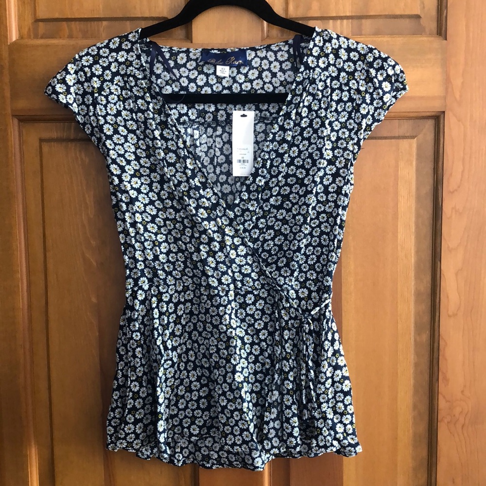 Francesca Floral Wrap Blouse with Cinched Waist